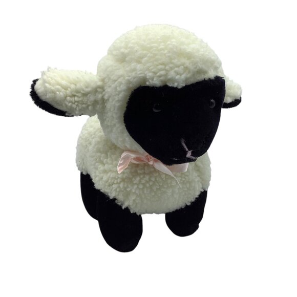 America Wego Lamb Sheep Plush Stuffed Animal 10" Fiesta Pink Ribbon 2010 Fluffy - Picture 1 of 5